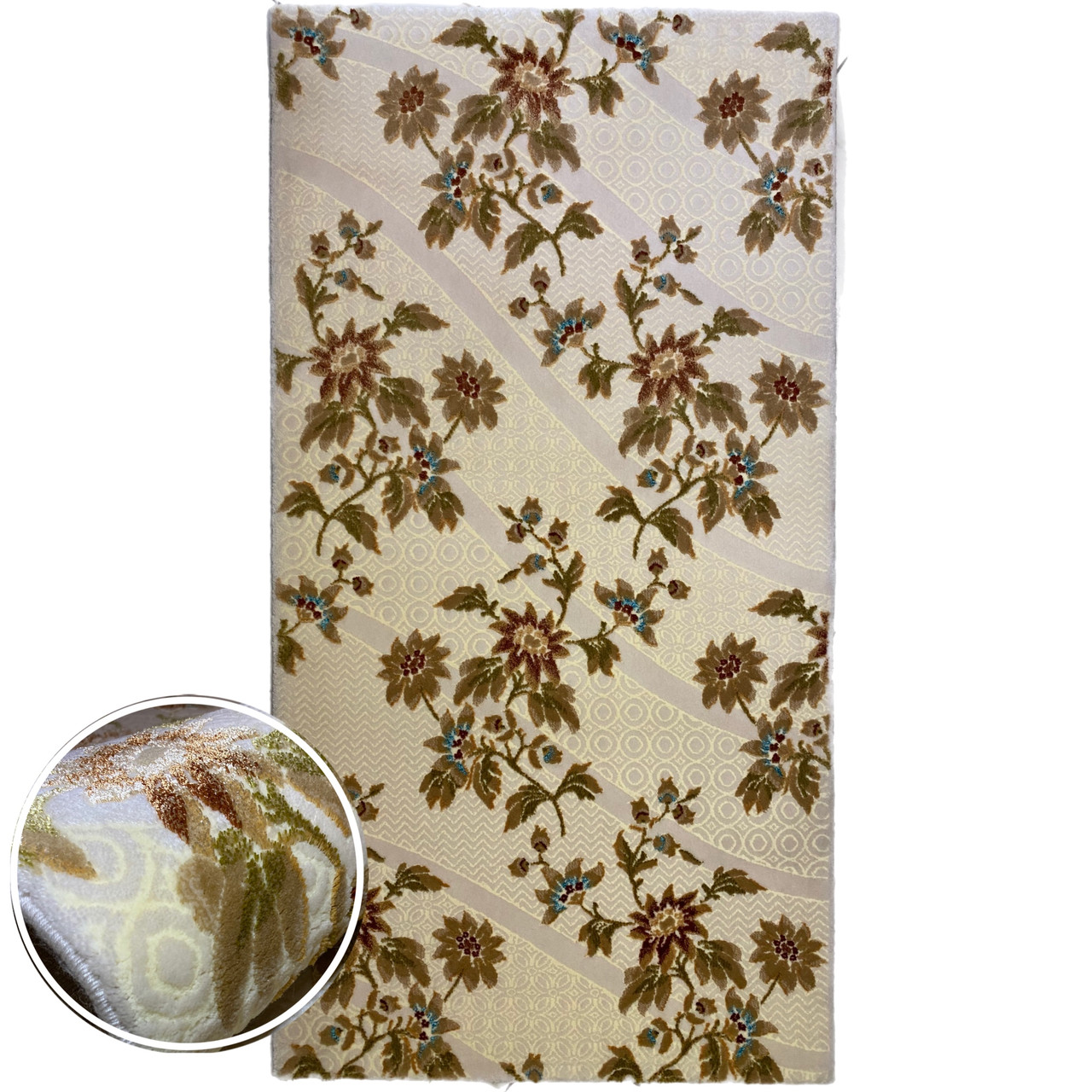 80х150 Carpet More акриловий, світлий з натуральною основою килим у спальню, вітальню.