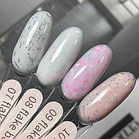 База GeliX Flake  с хлОпушками №7 молочна с чорними смужками