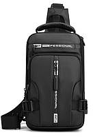 Однолямочный рюкзак сумка Mackros 110013 влагостойкий цвет черный 4л