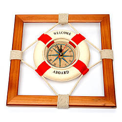 Годинник рятувальний круг у дерев'яній рамці K014
