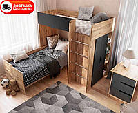 Дитяче ліжко-кімната горище Bed Room 3 корпус Тахо/фасади колір Графіт, вибір кольору корпусу та фасадів