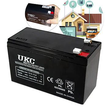 Акумуляторна батарея 12V/7A, UKC / Акумулятор свинцево-кислотний для безперебійника / АКБ для ДБЖ