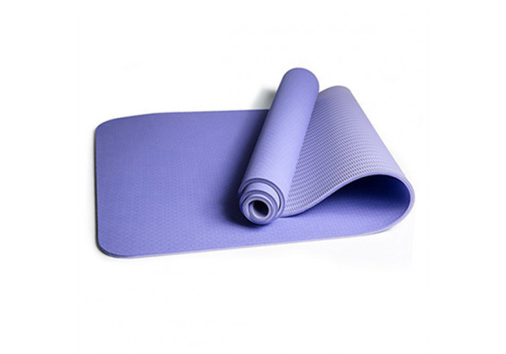 Килимок для йоги та фітнесу EasyFit TPE+TC 6 мм двошаровий бузковий-св.бузковий