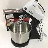 Потужний побутовий міксер із чашею Crownberg CB-7321 Білий 300W, фото 6