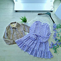 Комплект Платье + Куртка на девочку 152 Софт, эко-кожа