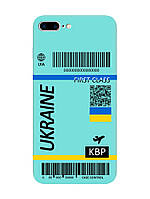 Матовый чехол с бирюзовыми боками на Apple iPhone 7 Plus/8 Plus :: Авиабилет Украина (принт 262)