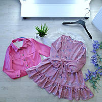 Комплект Платье + Куртка на девочку 140 Софт, эко-кожа