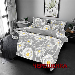 Тканина для постільної білизни Бязь "Gold" Lux GL8029grey (50м) кульбаби на сірому, фото 1