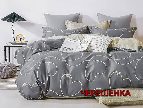 Тканина для постільної білизни Бязь "Gold" Lux GL1923 (A+B) - (50м+50м) сердечки love з компаньйоном, фото 1