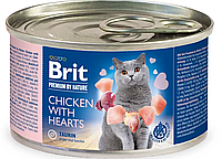 Консервированный корм для кошек паштет с курицей и сердцем Brit Premium Chicken & Hearts 200 г