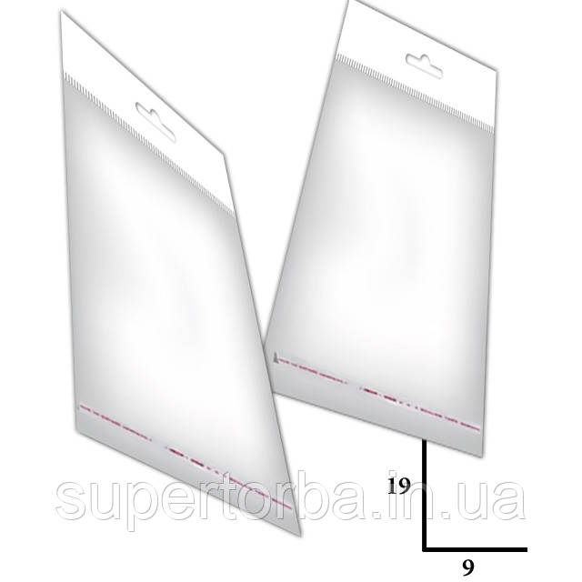 Пакет прозорий п/п європідвіс з липким краєм розмір 9х19+3 щільність 25 мкр 1000 шт/уп., фото 1