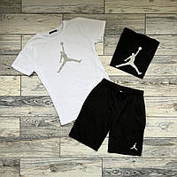 Комплект чоловічий літній Футболка + Шорти Jordan білий | Спортивний костюм літо Майка + Шорти Джордан