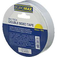 Скотч канцелярський 18мм х 10м, двосторонній BUROMAX BM.7504