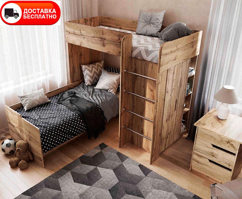 Дитяче ліжко-кімната горище Bed Room 3 колір Дуб Тахо, вибір кольору корпусу та фасадів