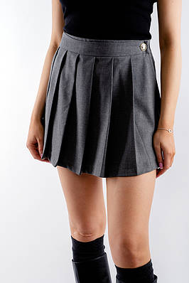 Шорти-спідниця жіночі з плісеровкою сірі 4674 (2000000098463)