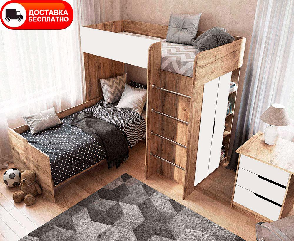 Дитяче ліжко-кімната горище Bed Room 3 корпус Тахо/фасади колір Білий, вибір кольору корпусу та фасадів
