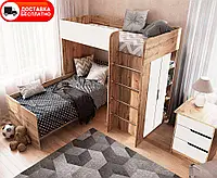 Дитяче ліжко-кімната горище Bed Room 3 корпус Тахо/фасади колір Білий, вибір кольору корпусу та фасадів