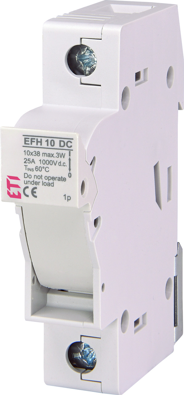 Корпус запобіжника EFH 10 DC 1p + Плавка вставка (запобіжник) CH10x38 gR 20A/900V AC/DC, фото 1
