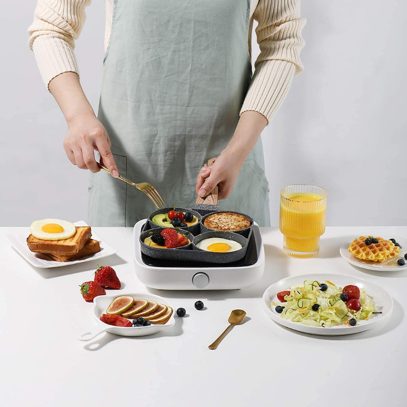 Порционная антипригарная сковорода с мраморным покрытием на четыре секции (серая сковородка) - фото 9 - id-p1831326545