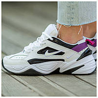 Женские кроссовки Nike M2K Tekno White Black Purple, черно-белые кожаные кроссовки найк м2к текно