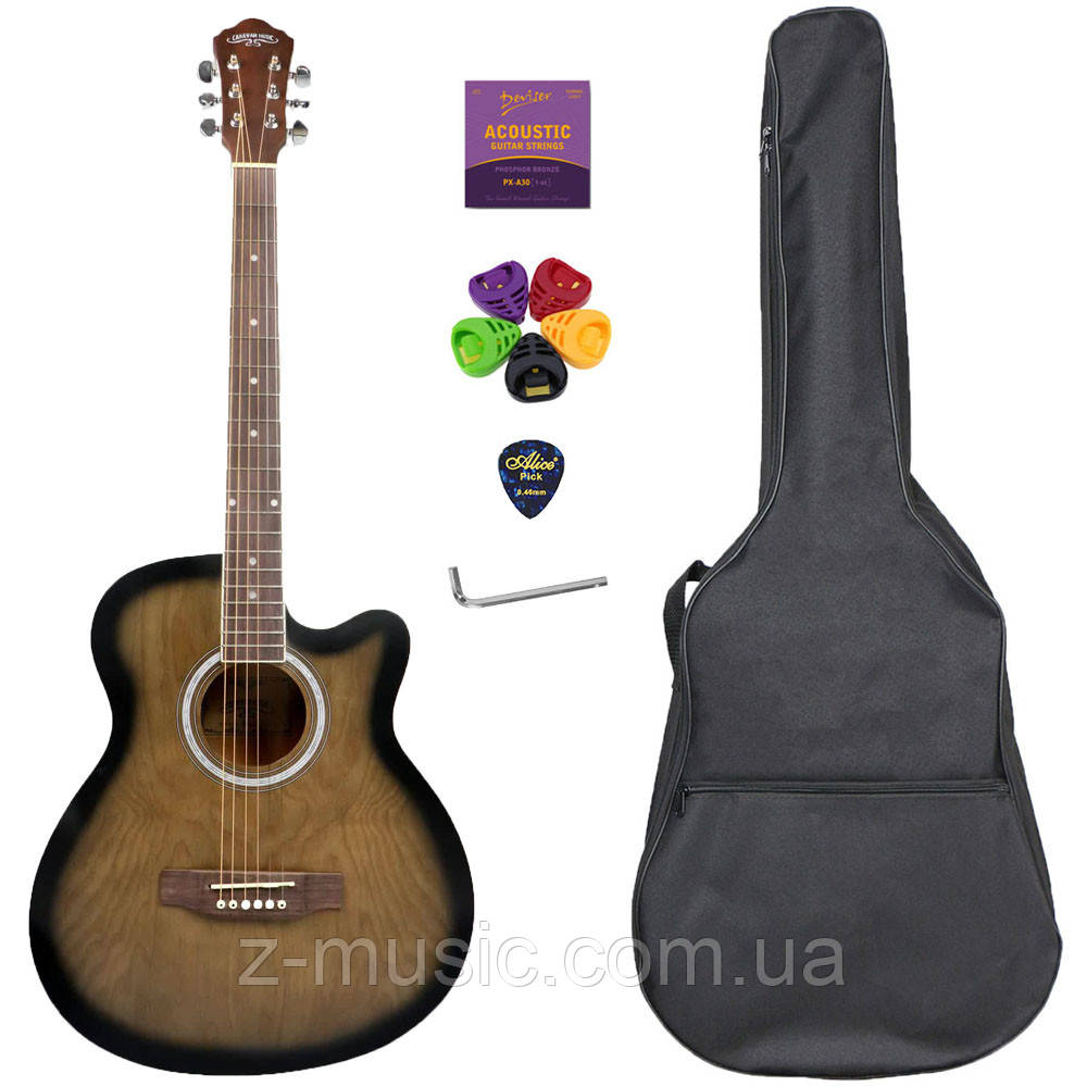 Гітара електроакустична Caravan Music HS-4040 EQ TBS (чохол, скарбничка, медіатор, струна, ключ)