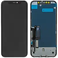 Дисплей iPhone XR (6.1 in) черный, Original 100% с рамкой (восстановленное стекло, LG)