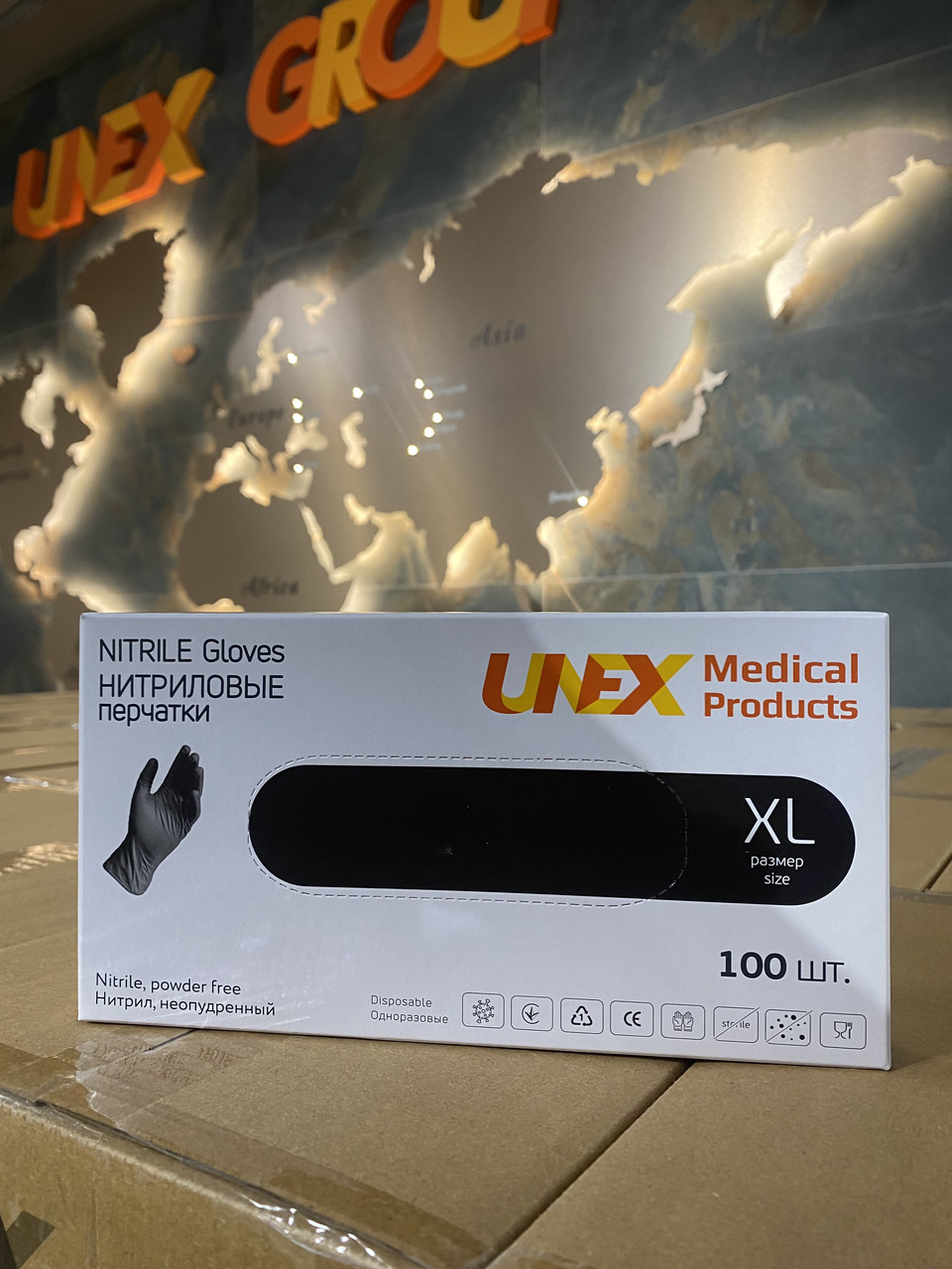 Рукавички нітрилові Чорні UNEX розмір Xl L, фото 1