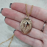 Стильне кольє "Золотий Телець медальйон Шагрень на ланцюжку" ювелірний сплав - оригінальний подарунок дівчині