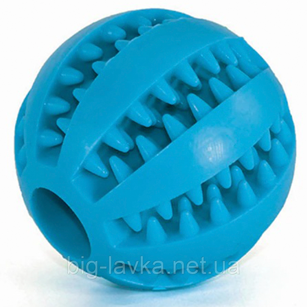 Іграшка м'ячик з отворами для корму 7 см 7см Синий