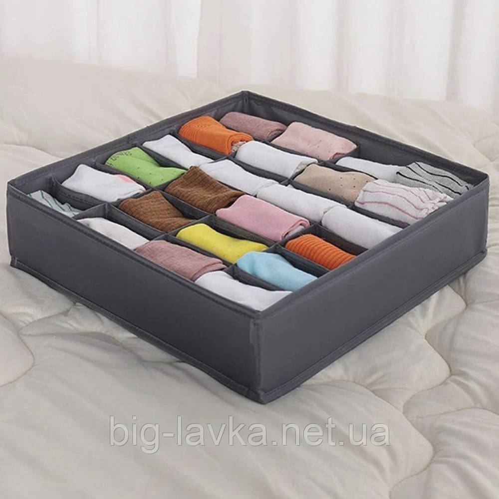 Органайзер для нижньої білизни шкарпеток трусів 24 секції  Сірий, фото 1