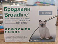 Бродлайн Спот-он для кошек до 2.5 кг, капли от блох, клещей, глистов 0.3 мл, 1 шт