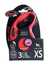 Повідець-рулетка Flexi для собак New Classic стрічка червона розмір XS 3 м/ 12 кг