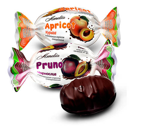 Цукерки Асорті "Чорнослив "Pruno" і курага "Apricot" з волоським горіхом у шоколаді", фото 1