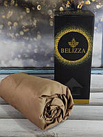 Сатиновая простынь на резинке + 2 наволочки 50*70 Тм Belizza цвет капучино