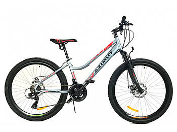 Гірський велосипед 26 дюймів розмір рами 14" Azimut Pixel GFRD Сіро-червоний