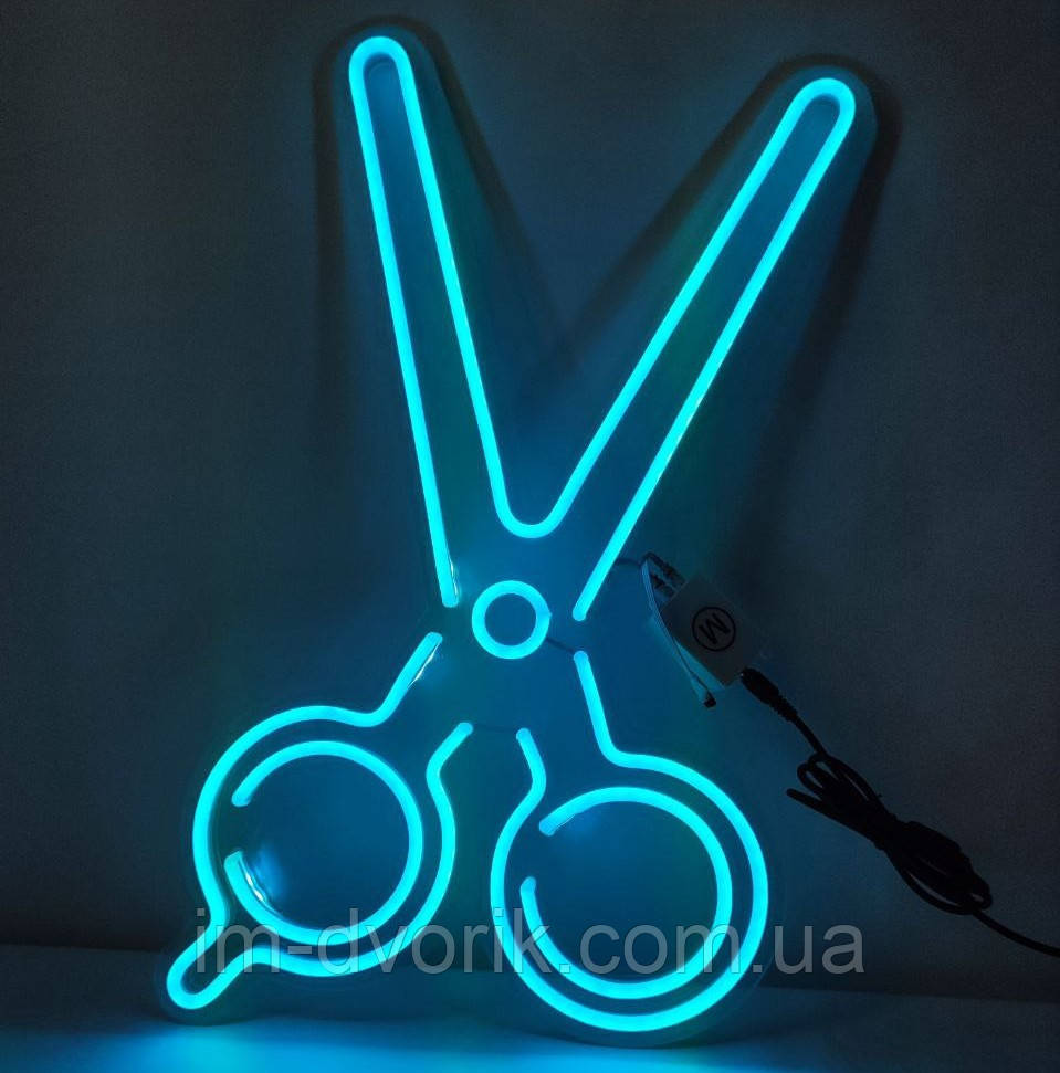 Неонова Led вивіска Ножиці Rgb 500х290 мм з блоком живлення та контролером