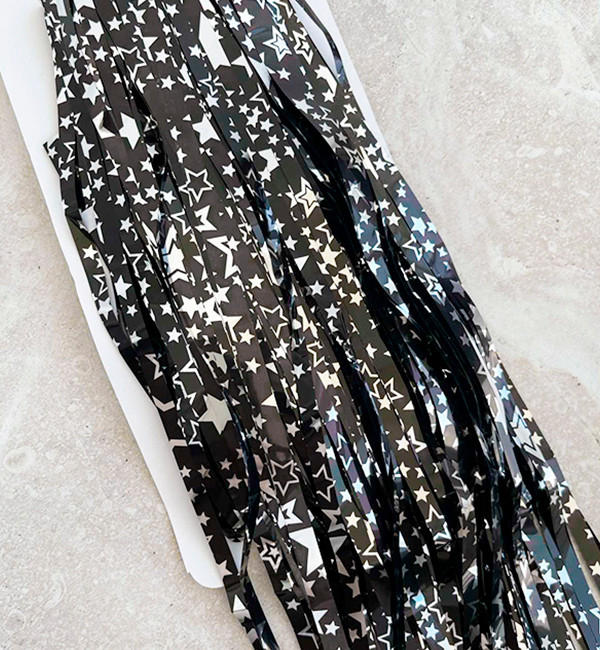 Шторка з фольги для фотозоны, 2х1 м, чорний з зірками