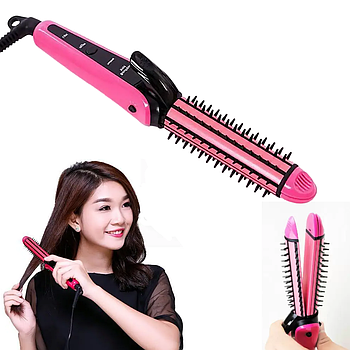 Стайлер для волосся 3в1 Nova NHC-8890 / Плойка для укладання / Гребінець-утюжок для волосся