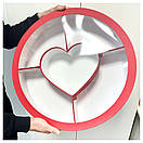 Кругла коробка із серцем та перетинками  50*10 см червона, фото 3