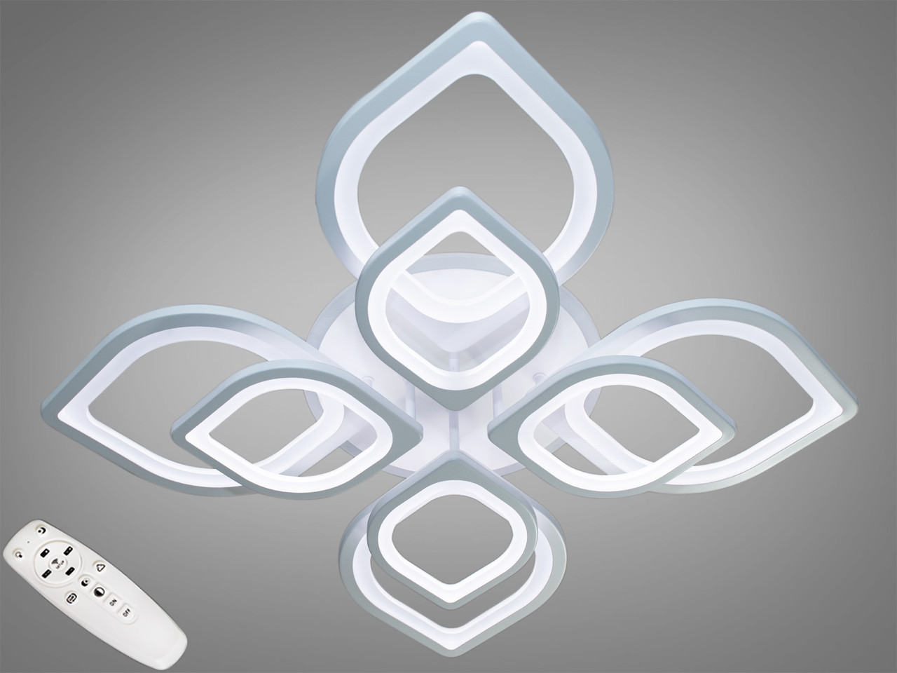 LED люстра стельова з димерним пультом і підсвіткою Diasha 8073/4+4WH LED RGB dimmer, фото 1