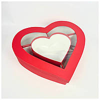 Коробка Сердце с сердцем и перегородками 45*40*10 см красная