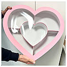 Коробка серце із серцем та перетинками  55*50*10 см рожеве, фото 3