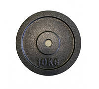 Металлический диск (блин) для штанги и гантелей вес 10 кг посадочный диаметр 30 мм