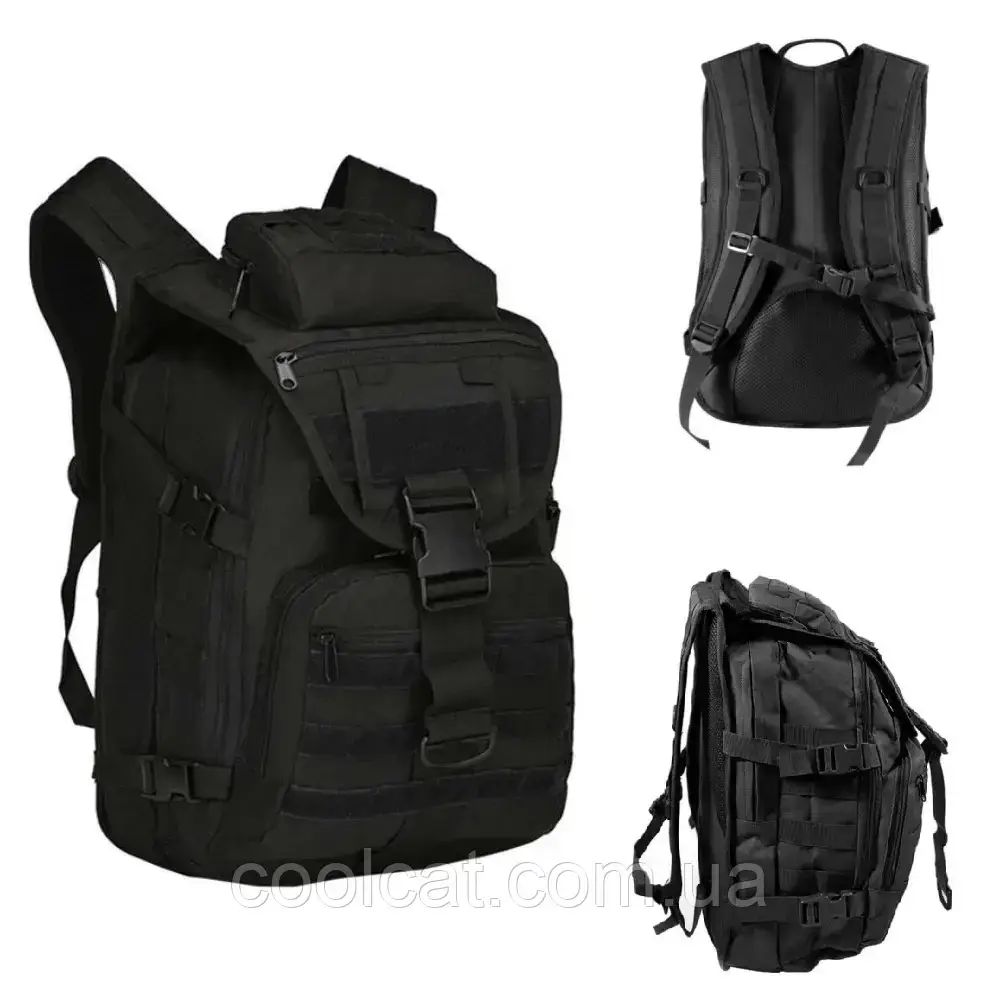 Рюкзак тактичний на 40л (48х30х23 см) M-09, Чорний / Рюкзак для кемпінгу із системою Molle