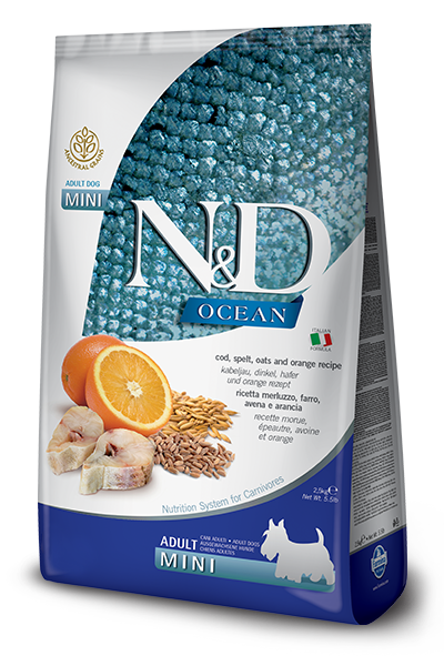 Farmina N&D для собак Low Grain Adult Mini Ocean з тріскою та апельсином для малих порід, 2,5кг