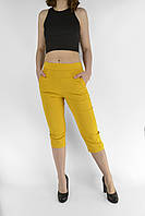 Бриджи женские в ярких цветах Капри летние стрейчевые в больших размерах Желтый цвет XL-XXL