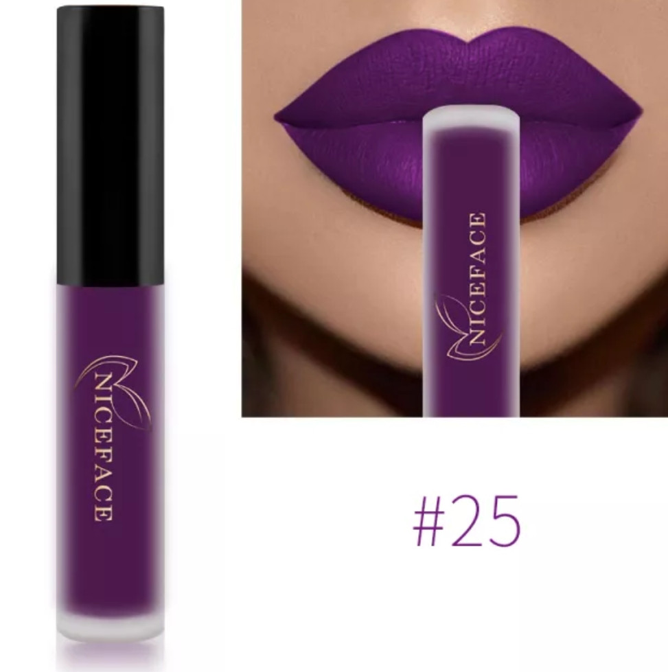 Губна помада NICEFACE №25 фіолетова водостійка матова