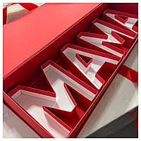 Коробка футляр с бортами МАМА 73*22*10 см красная