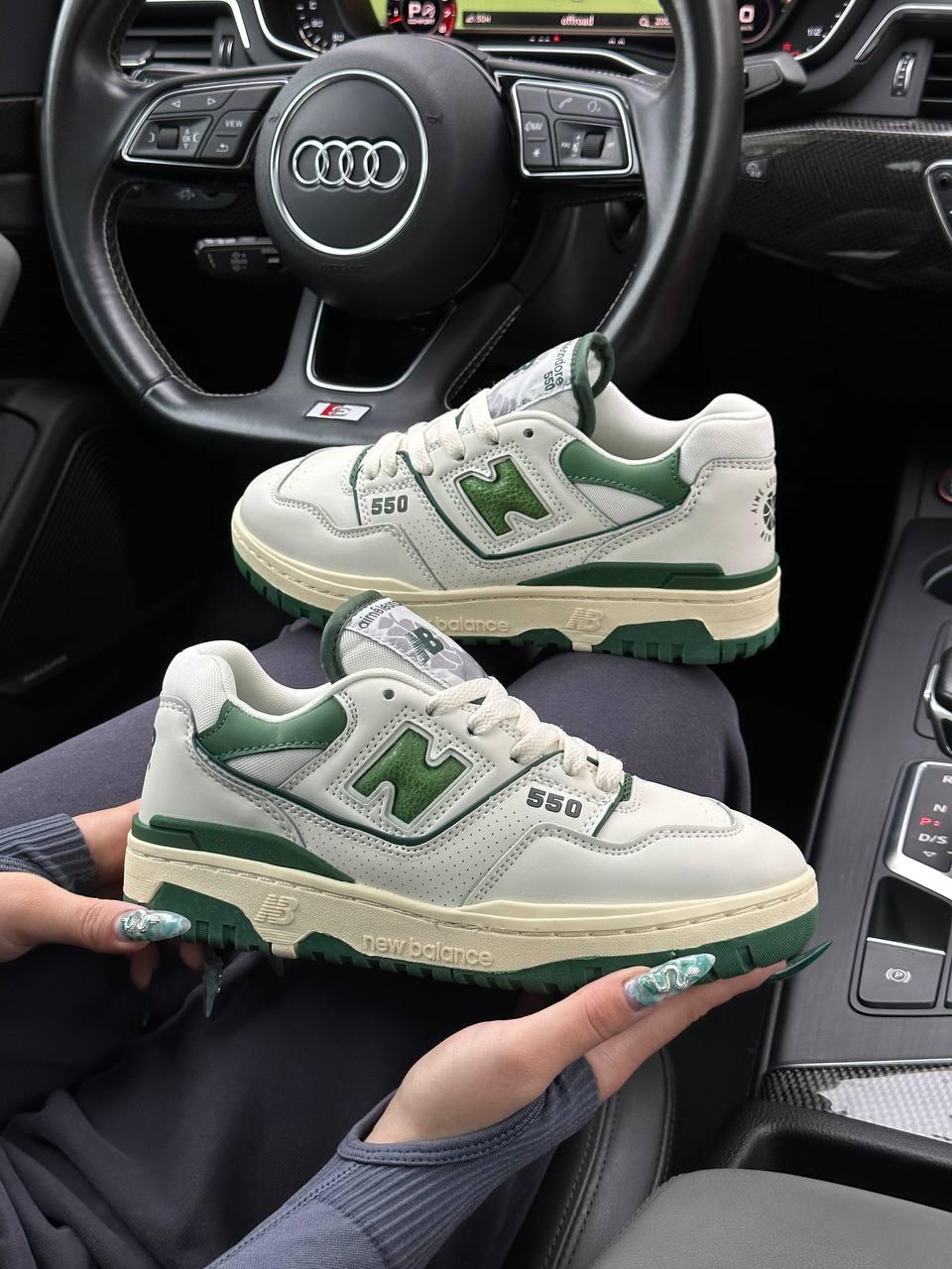 Жіночі кросівки New Balance 550 Green White Summer (Біло-зелені) ВзуттяНью Беланс 550 повсякденні шкіра демісезон