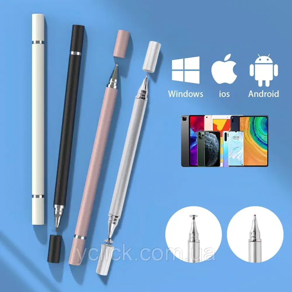 Універсальний стилус Ручка 2в1 Stylus Touch Pen для смартфона, телефона, планшета, сенсорного екрана S002